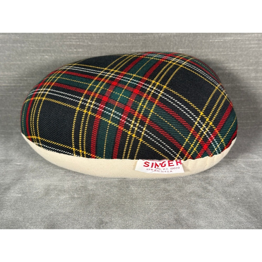 Vintage Singer Tailors Ham Pressing Tool Plaid Wool Cotton Sewing Accessory USA